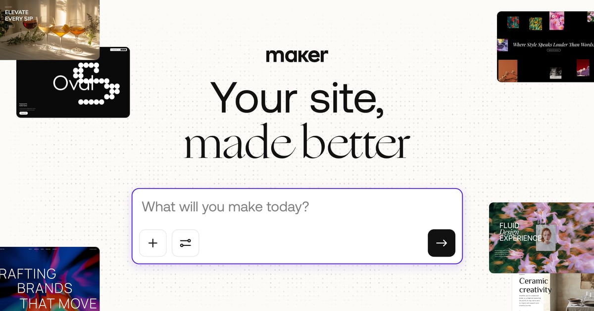 Maker | AI Code, Content and Design Agents for Your Website